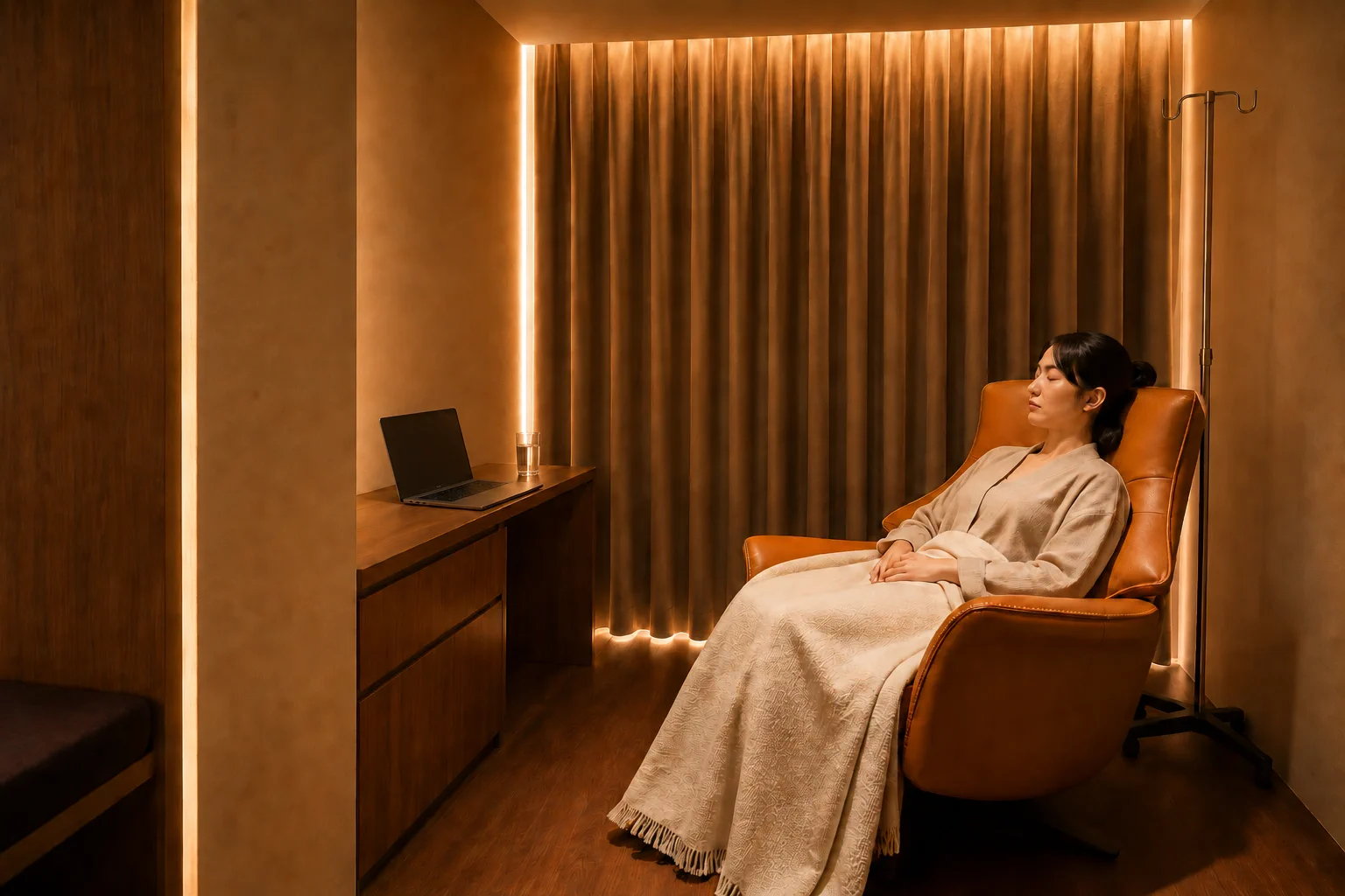 A member resting during a private restorative wellness session