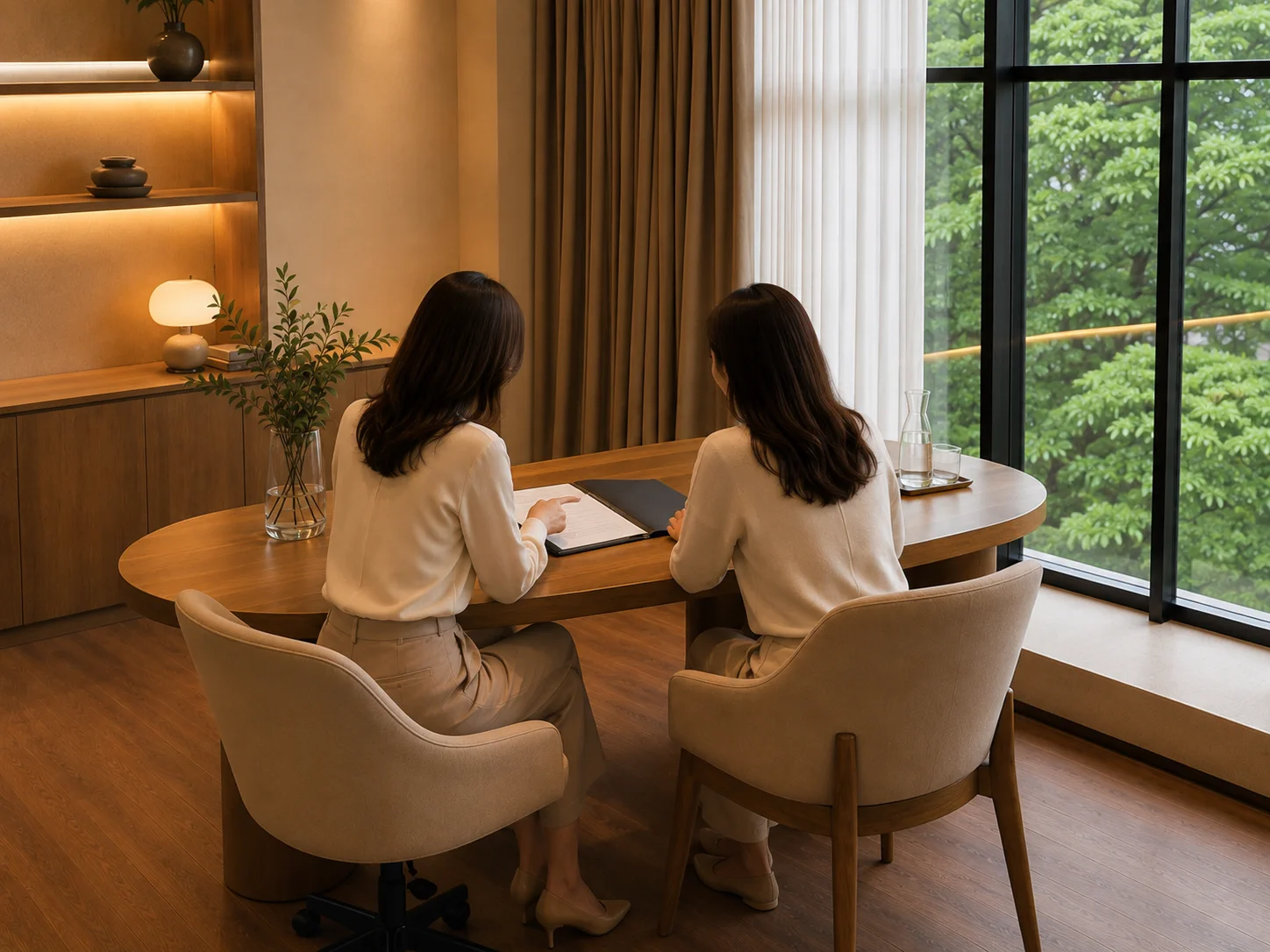 A private wellbeing consultation overlooking the garden