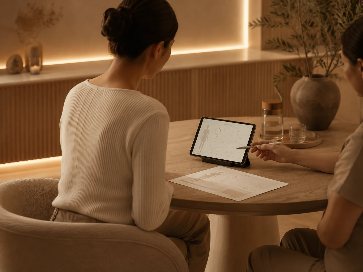A thoughtful wellness consultation in a private setting